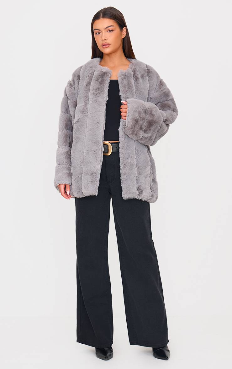 Gris Manteau Vertical En Synthétique Matelassé À Bulles