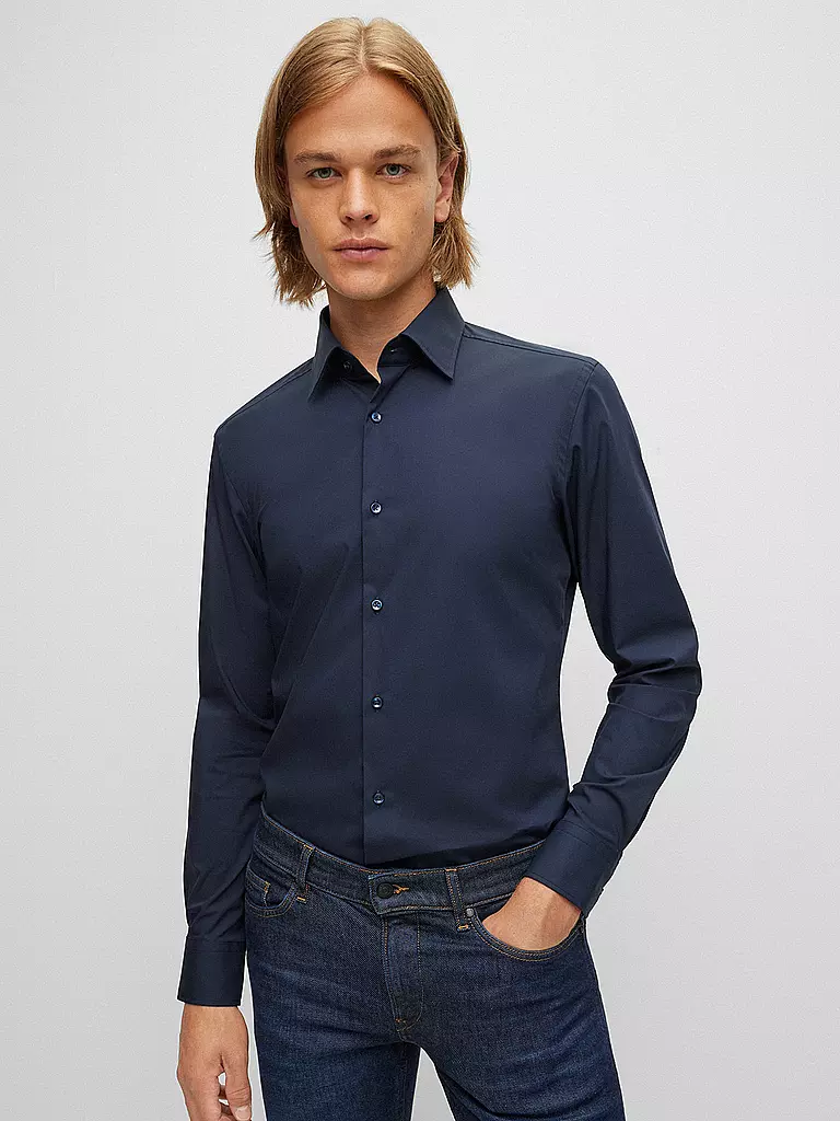 BOSS Hemd Slim Fit Hank blau