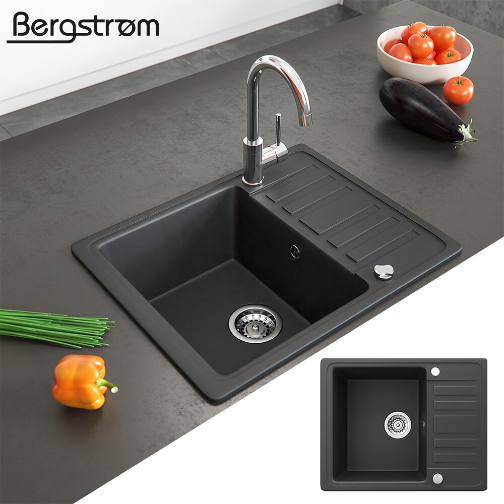 Spüle Küchenspüle Einbauspüle Spülbecken+Drehexcenter+Siphon Schwarz