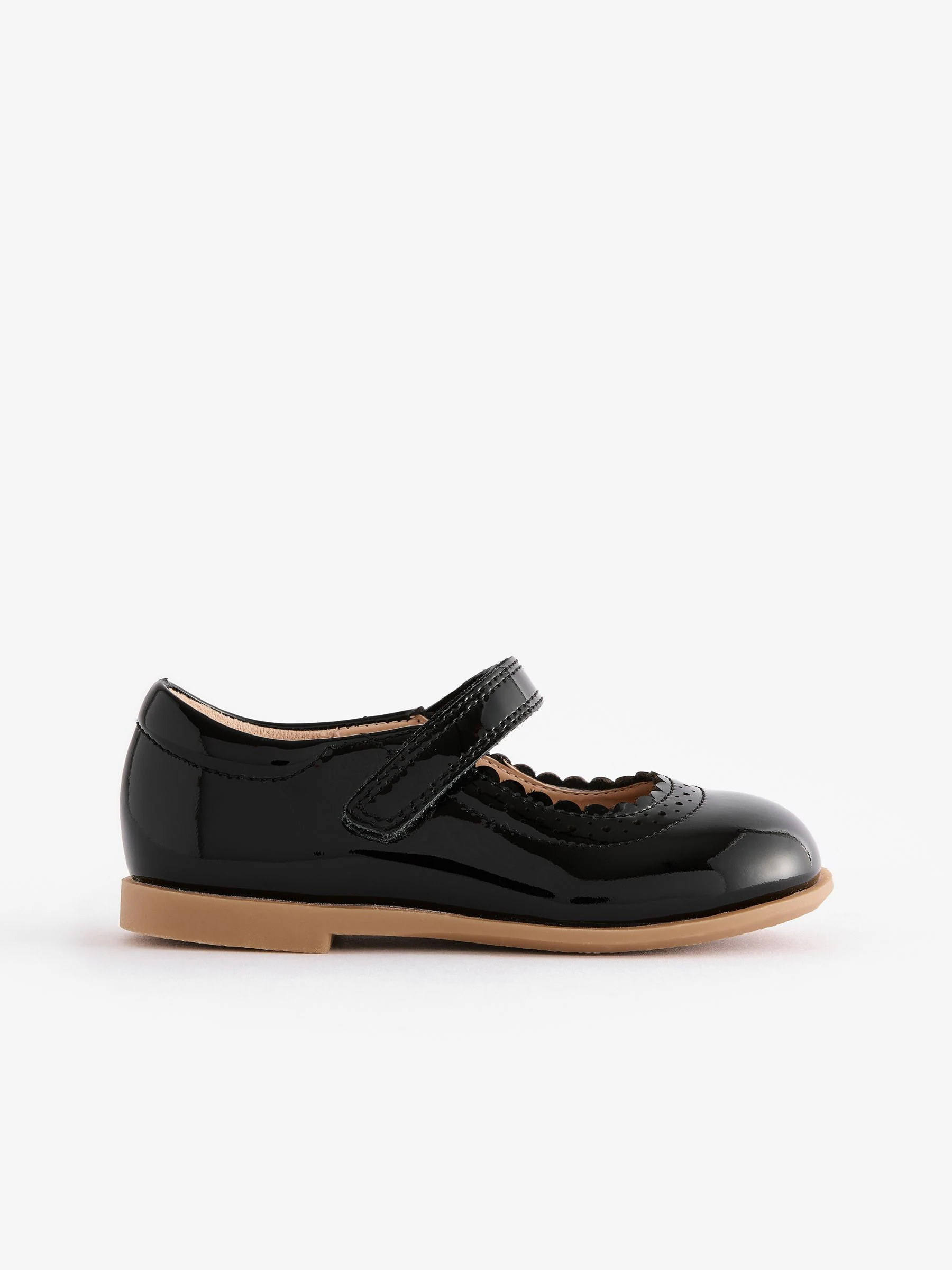 Zwart - Leren brogue schoenen met klittenbandsluiting