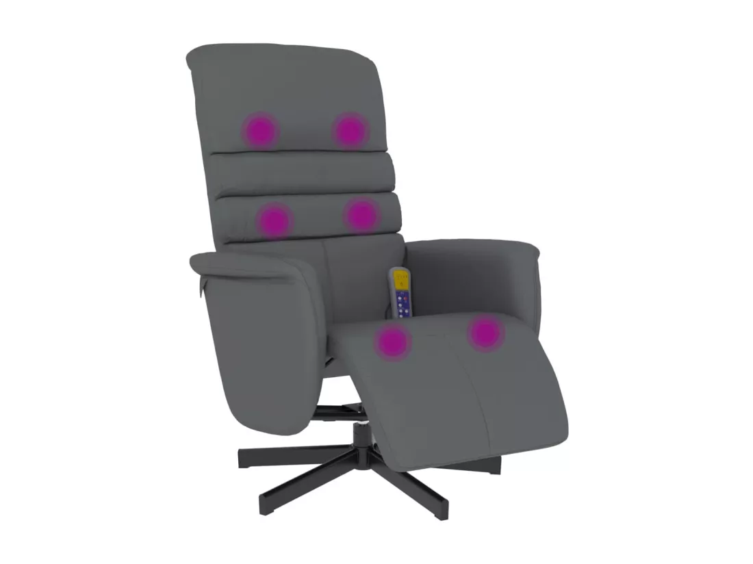Fauteuil inclinable de massage repose-pieds gris similicuir