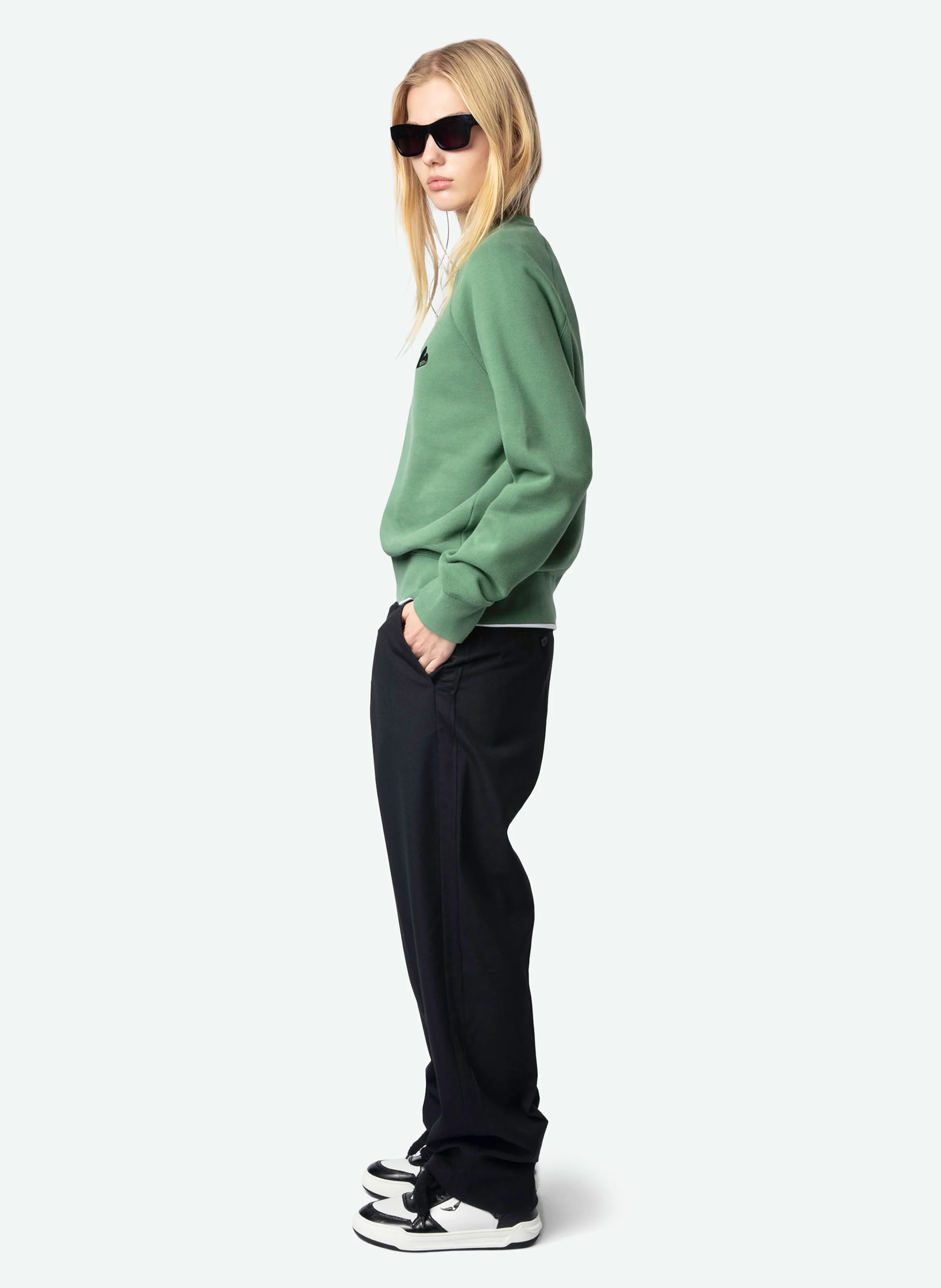 UPPER - Sweat molletonné à broderie coeur | Vert