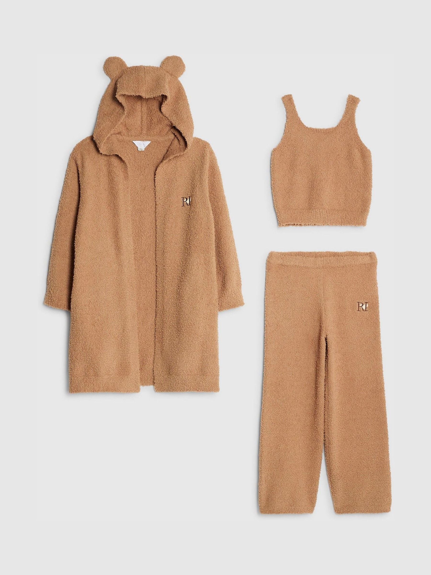 River Island Cosy Bear Maxi Cardigan 3 Piece Set