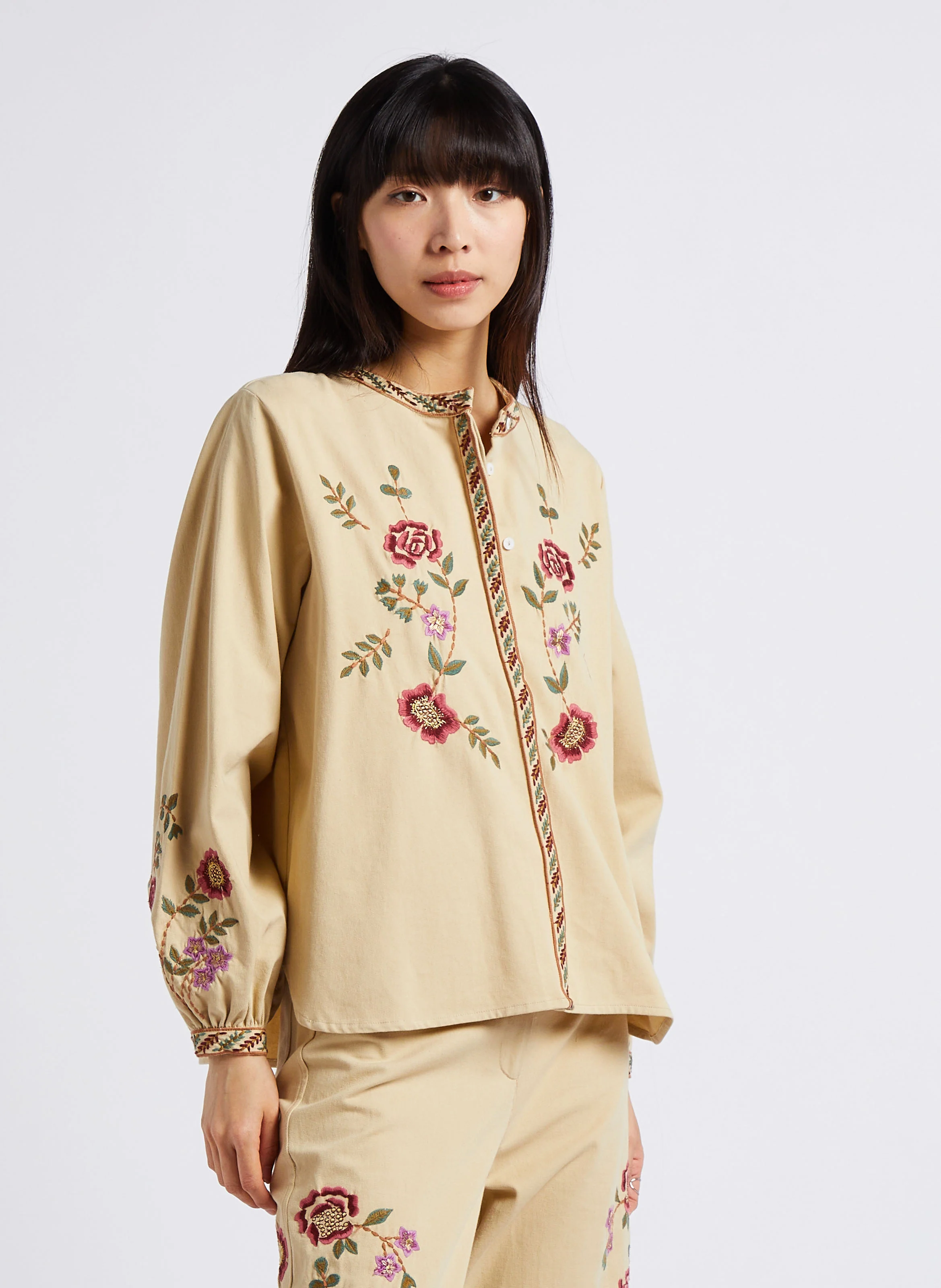 JULIETTE - Chemise brodée en coton bio | Marron