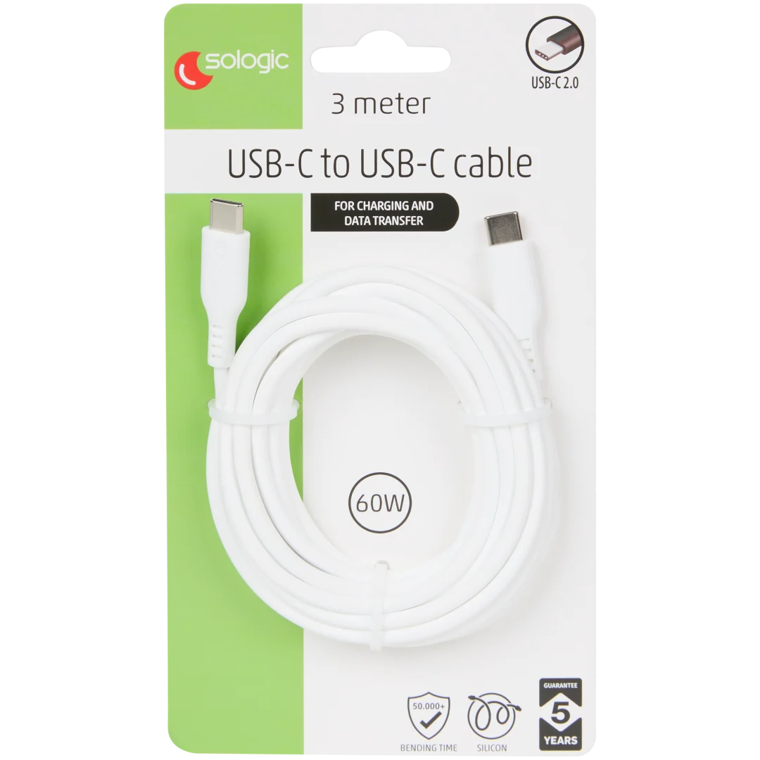 Câble de charge et de données en silicone Sologic D’USB-C à USB-C