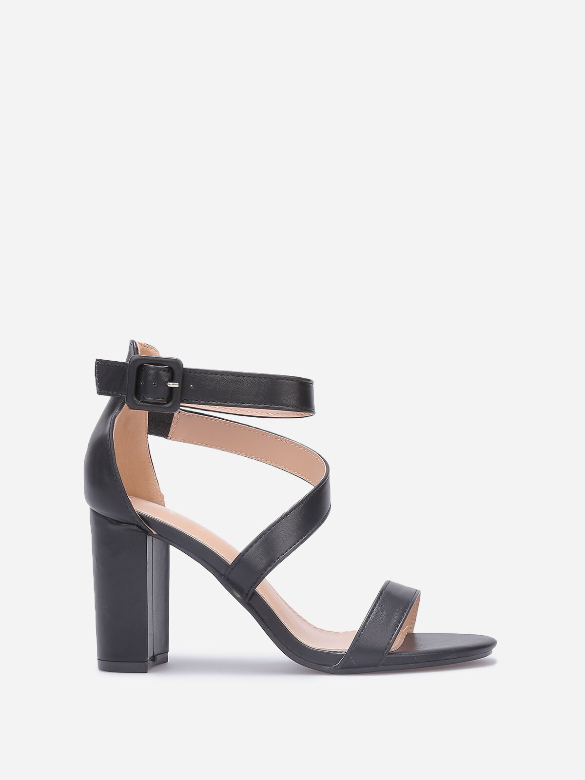 Sandales à talon avec doubles brides- Noir