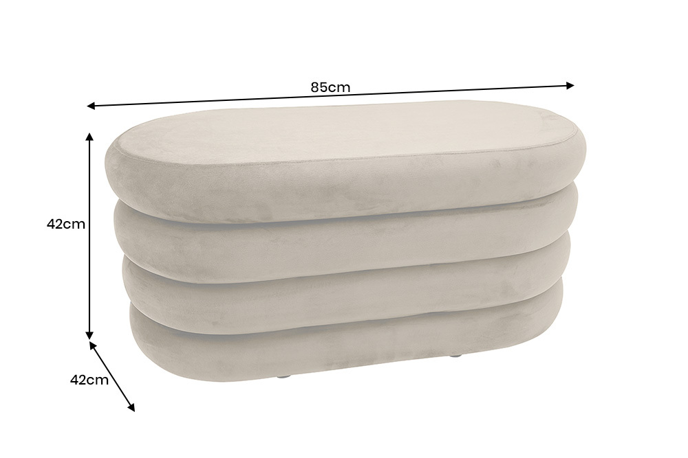 Extravagante Polsterbank VOGUE 85cm champagner Samt Sitzbank mit Stauraum