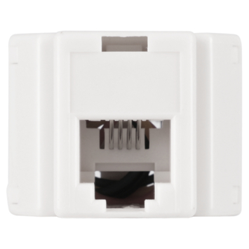 Q-Link telefoon split module RJ11 4 polig 1 female/2female wit