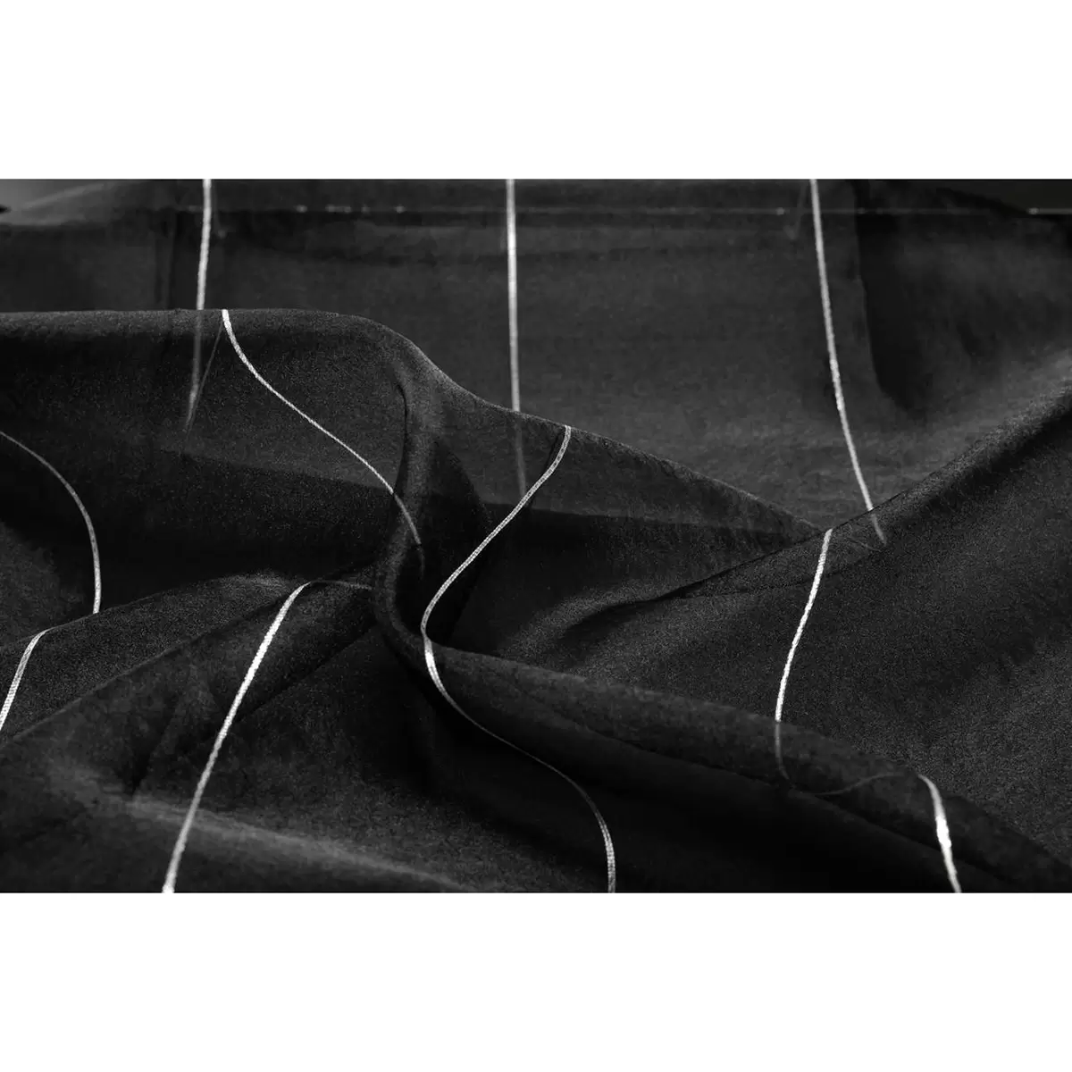 Tagvorhang Organza Stripe schwarz,silber