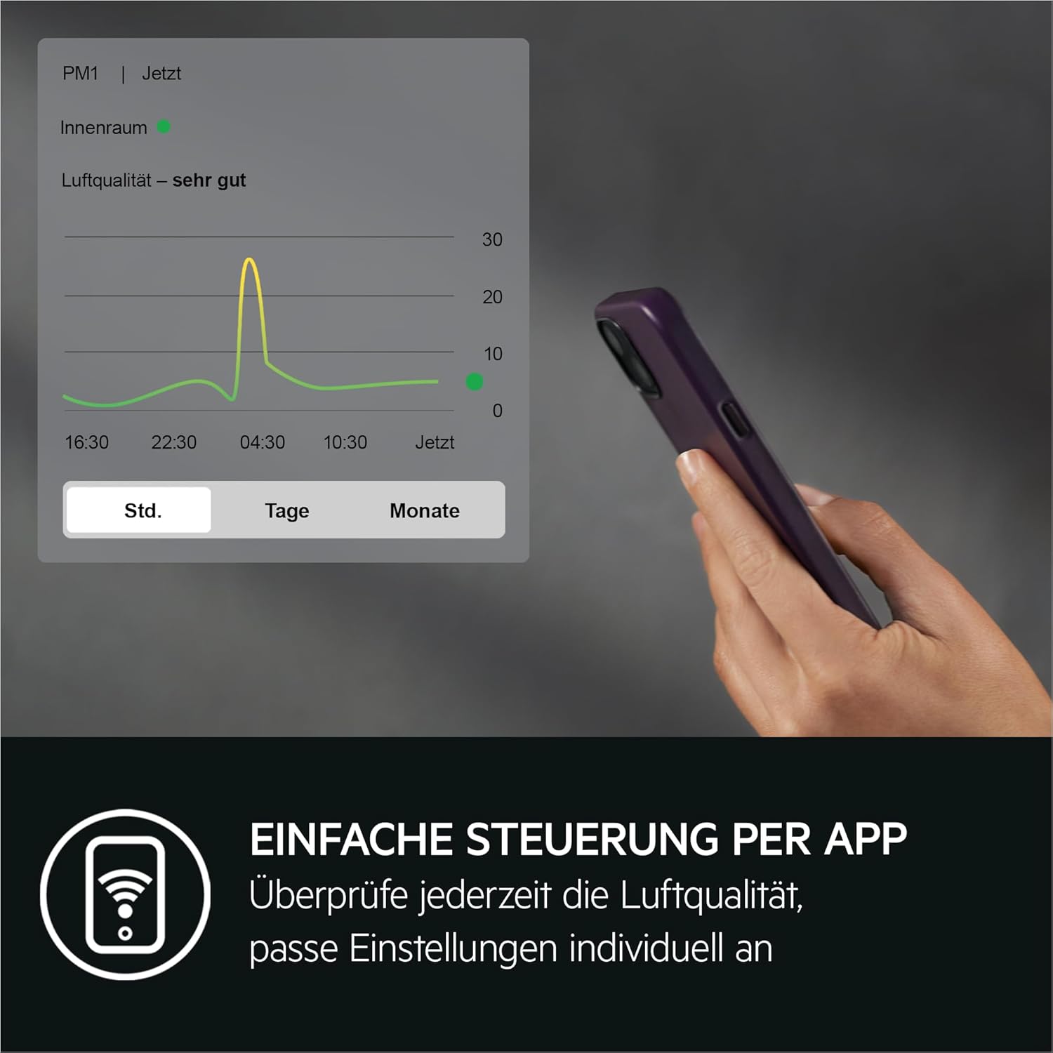 AEG Luftreiniger Pure 5000 / für bis zu 41 m²/98 m³ / Farbe: Dark Grey APO50371DG Dark Grey