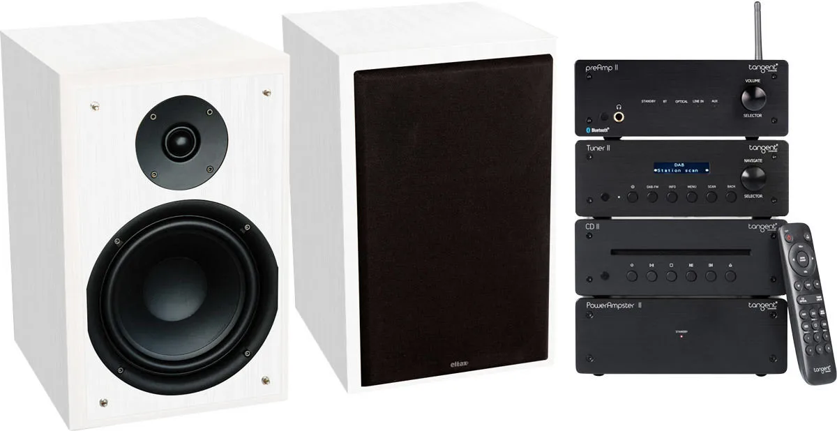 Tangent PowerAmpster II   PreAmp II   CD II   Tuner II   Monitor V Blanc Mini chaînes hi-fi