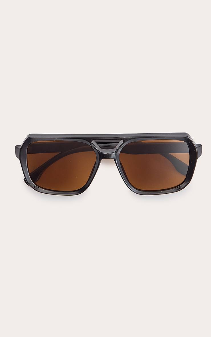 Noir Lunettes De Soleil Aviateur À Verres Marron