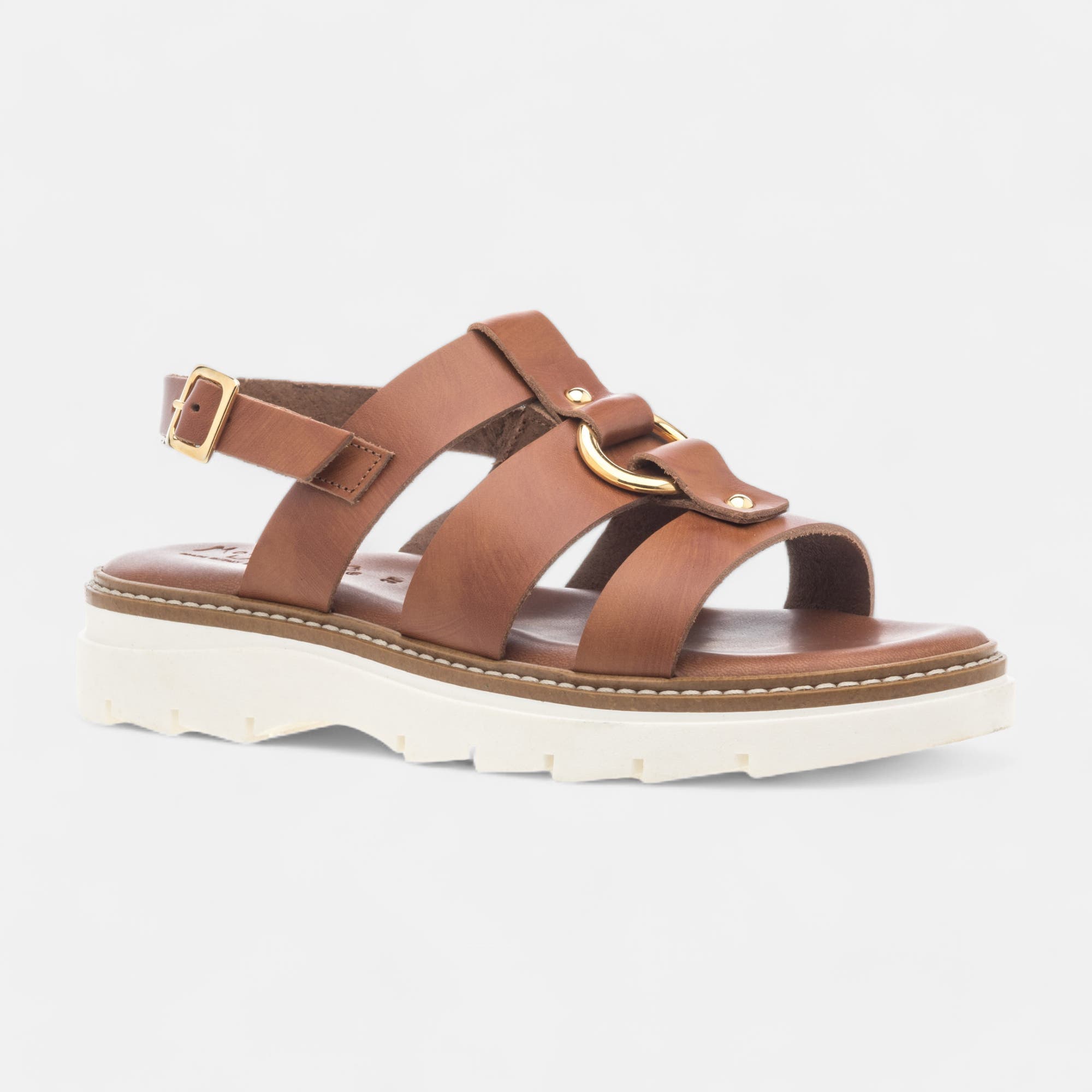 Sandales Femme en cuir cognac