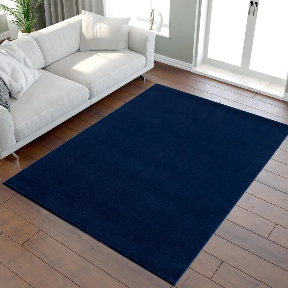 Uni Effen Laagpolig Vloerkleed Modern Donker Blauw Navy - 140x200 CM