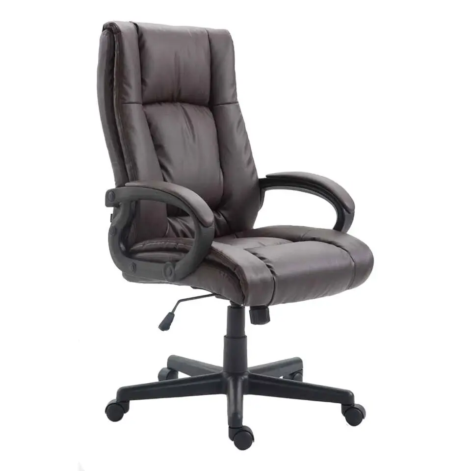 CLP Bureaustoel XL Sparta zwart Frame - Kunstleer - bruin