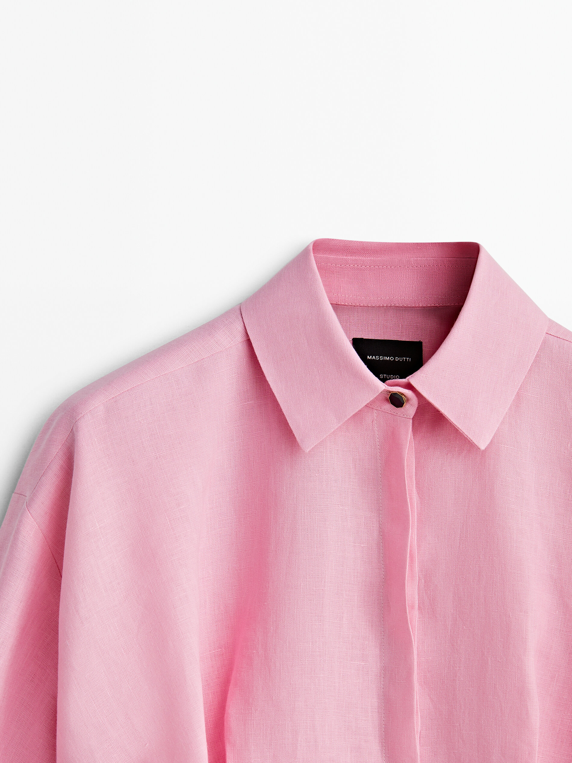 Camisa cropped lino -Studio - ROSA