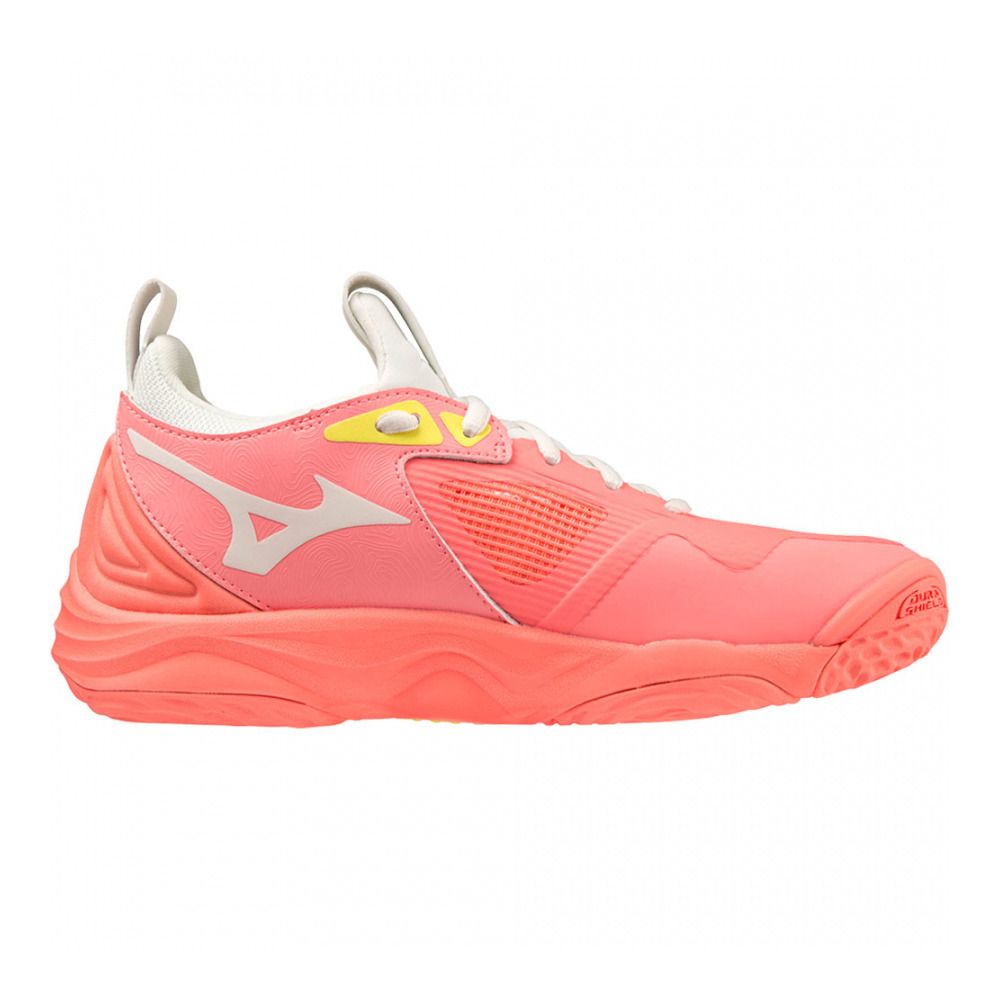 Mizuno WAVE MOMENTUM 3 - Chaussures volleyball Femme candy coral/black/bolt(neon)