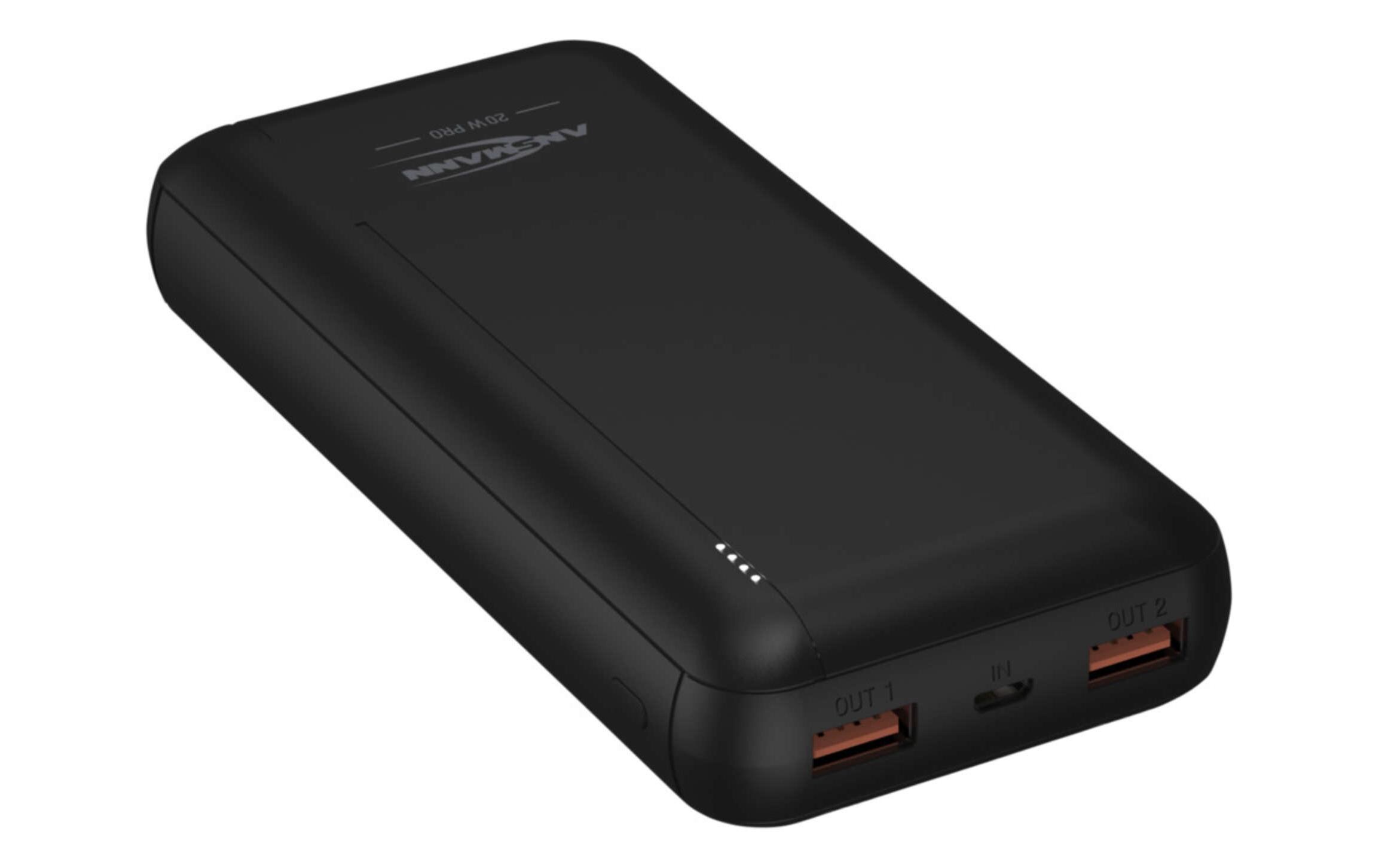 Powerbank PB320PD, 20000 mAhMobiler, schnellladefähiger Zusatzakku mit drei USB-Ladebuchsen