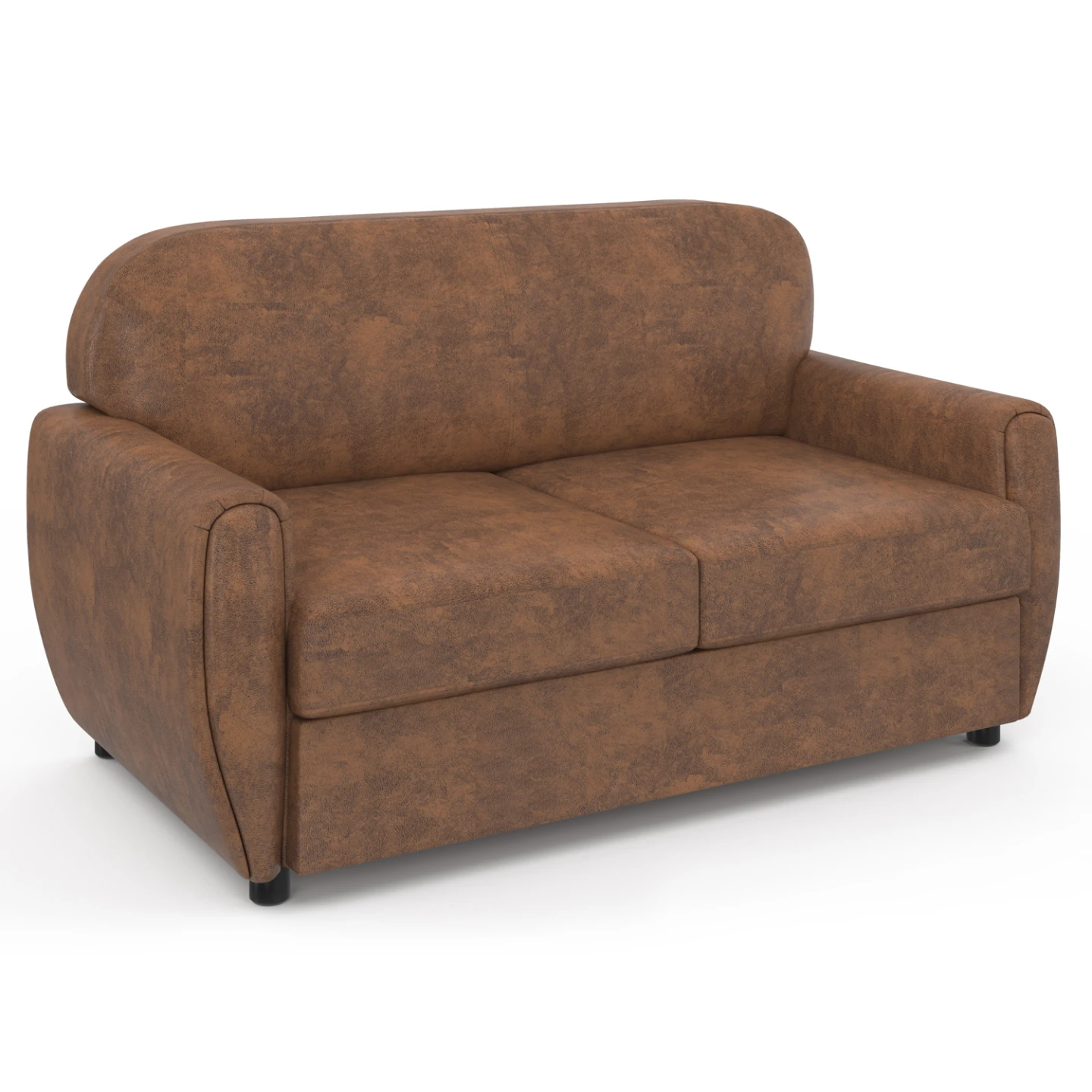 Canapé droit 2 places CLUB vintage GASTON marron foncé effet vieilli