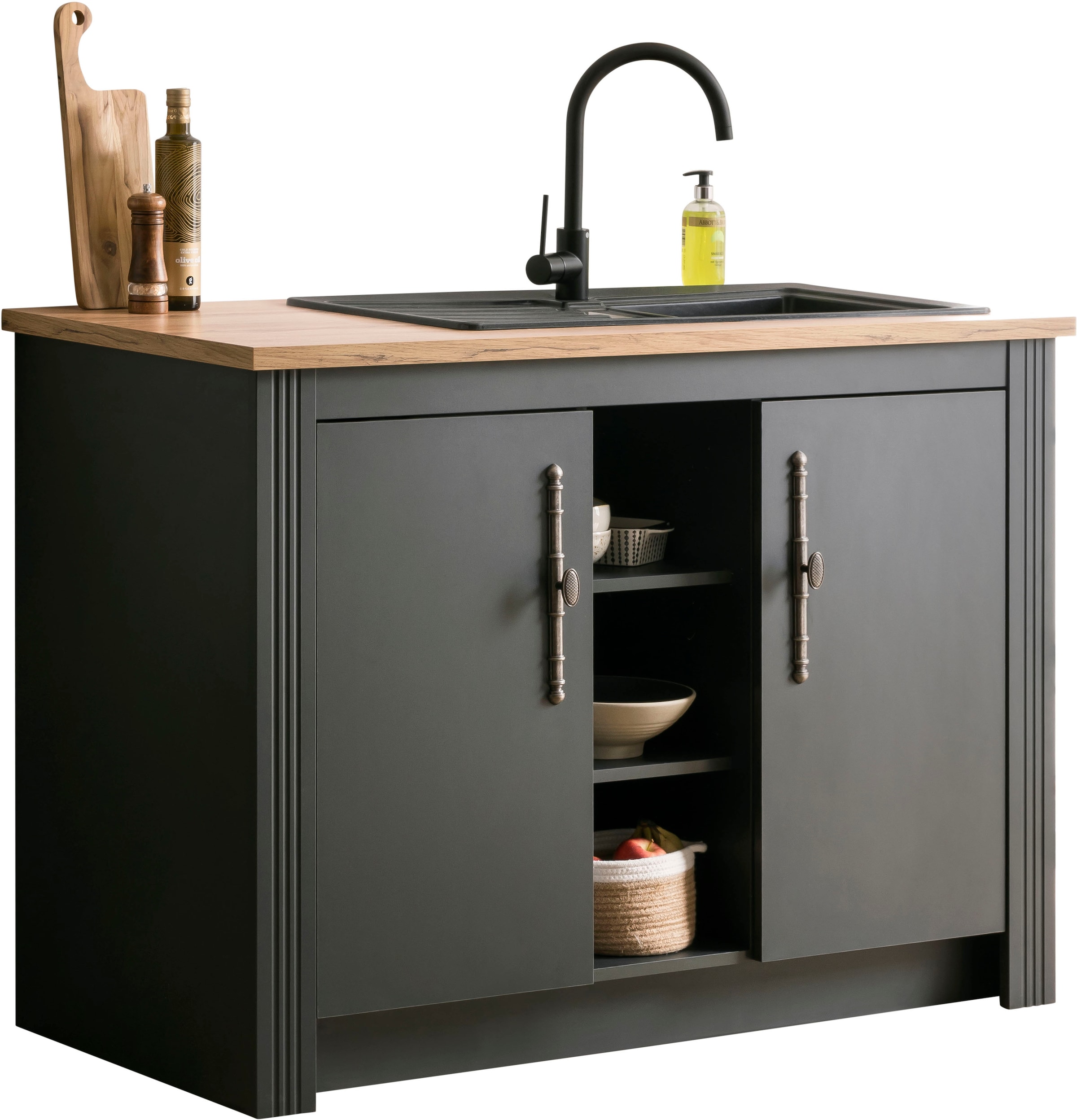 KOCHSTATION Spülenschrank »KS-Westminster« im romantischen Landhausstil, Breite 130 cm, exclusiv by Otto