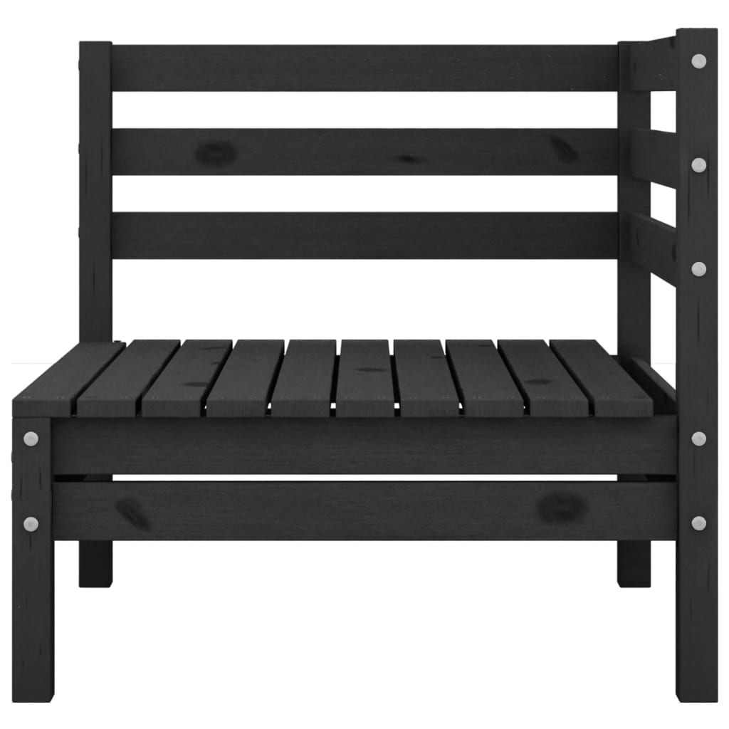 Salon de jardin meuble d'extérieur ensemble de mobilier 8 pièces noir bois de pin massif