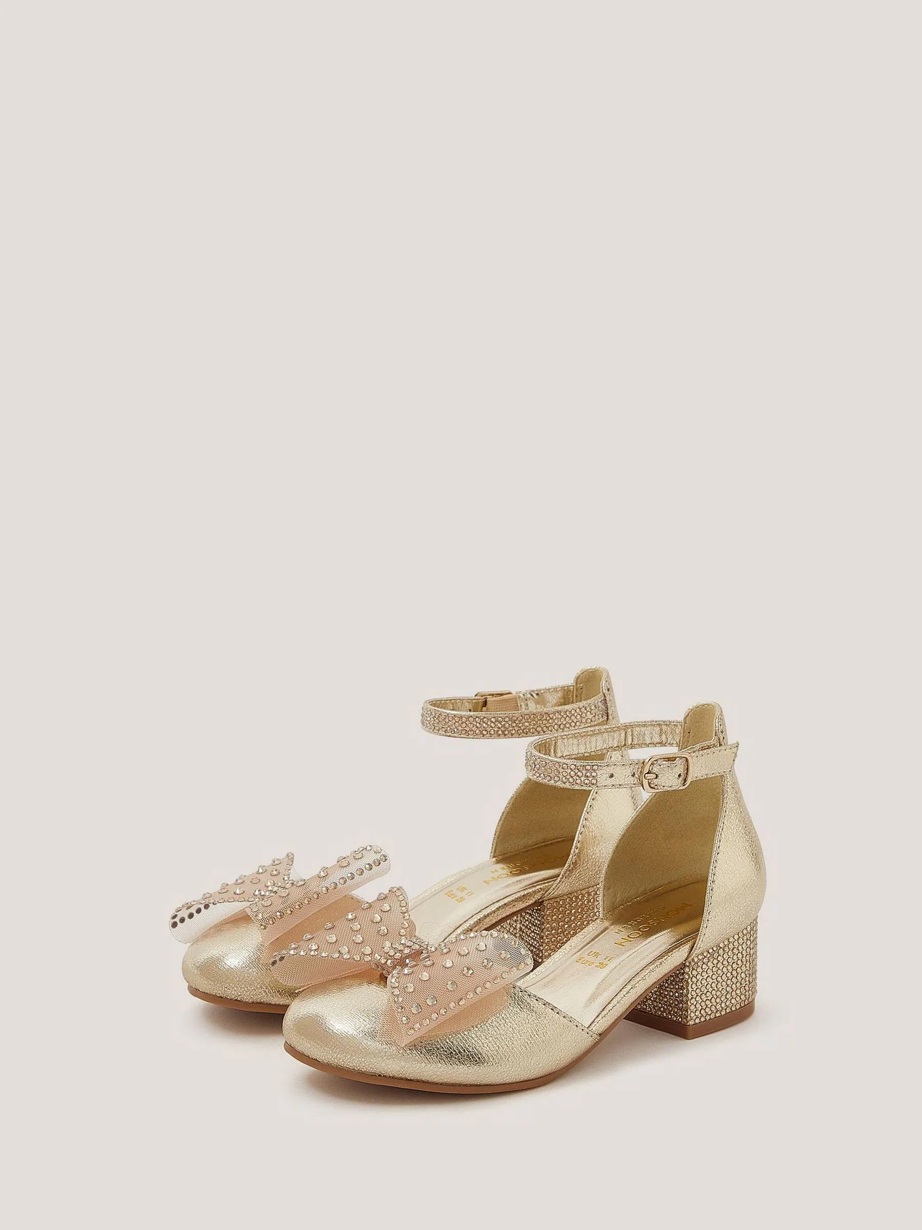 Goud - Monsoon Diamanté Bow Metallic Two-Part Heels