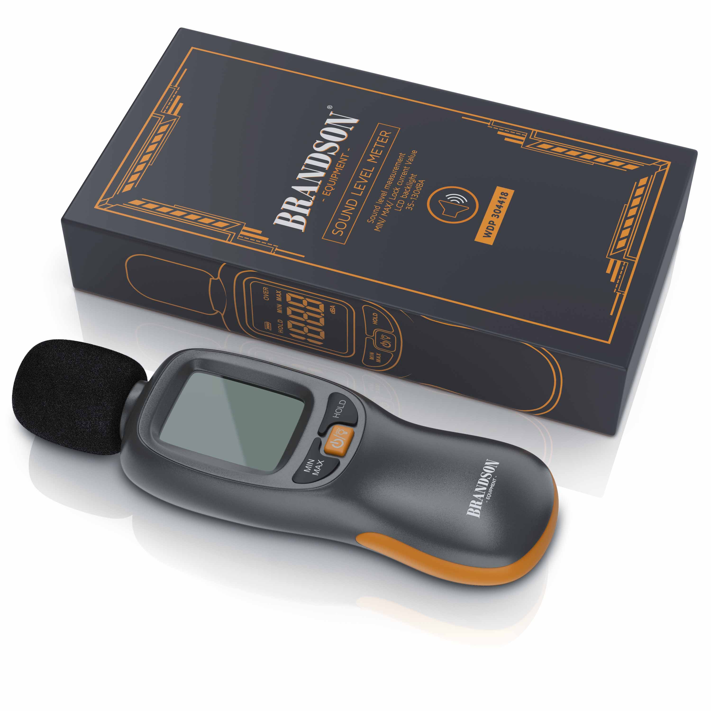 Brandson digitales Schallpegelmessgerät 35 dB(A) bis 130 dB(A) Windschutz - LCD-Display
