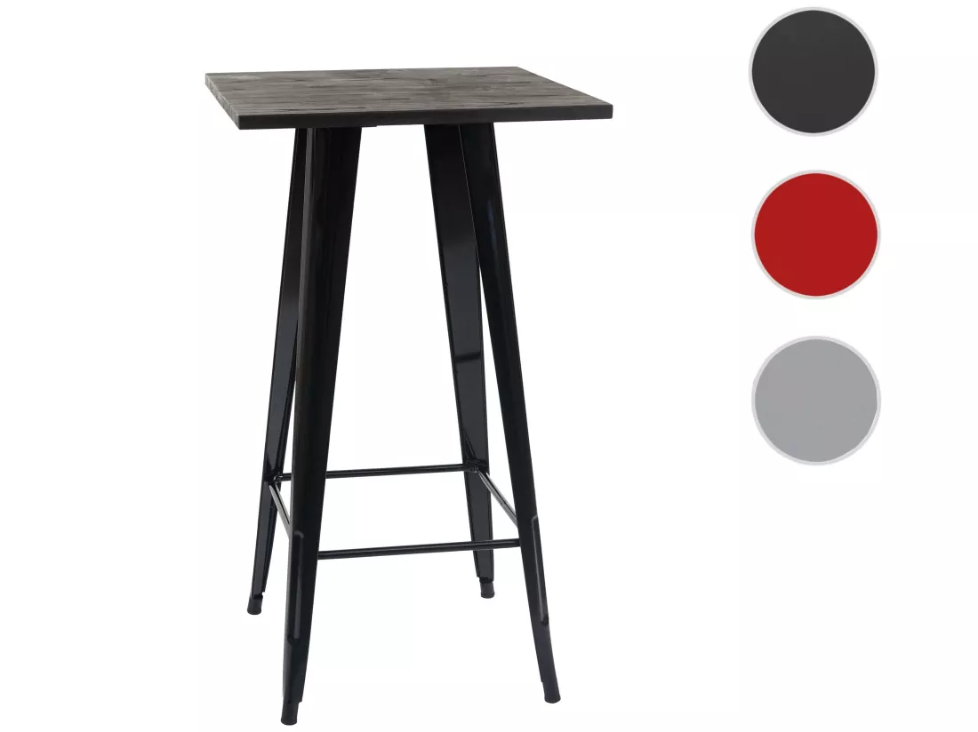 Table haute MCW-A73, plateau en bois inclus, noir