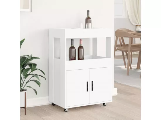 Chariot de bar blanc 60x39,5x89 cm bois d'ingénierie