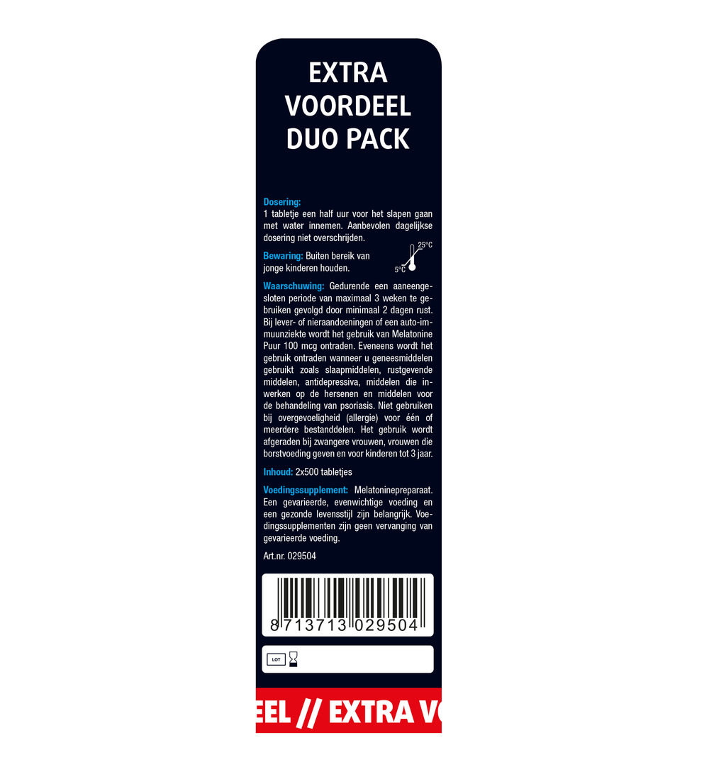 Lucovitaal Melatonine Puur 100mcg Duopack (2×500 tabletten)