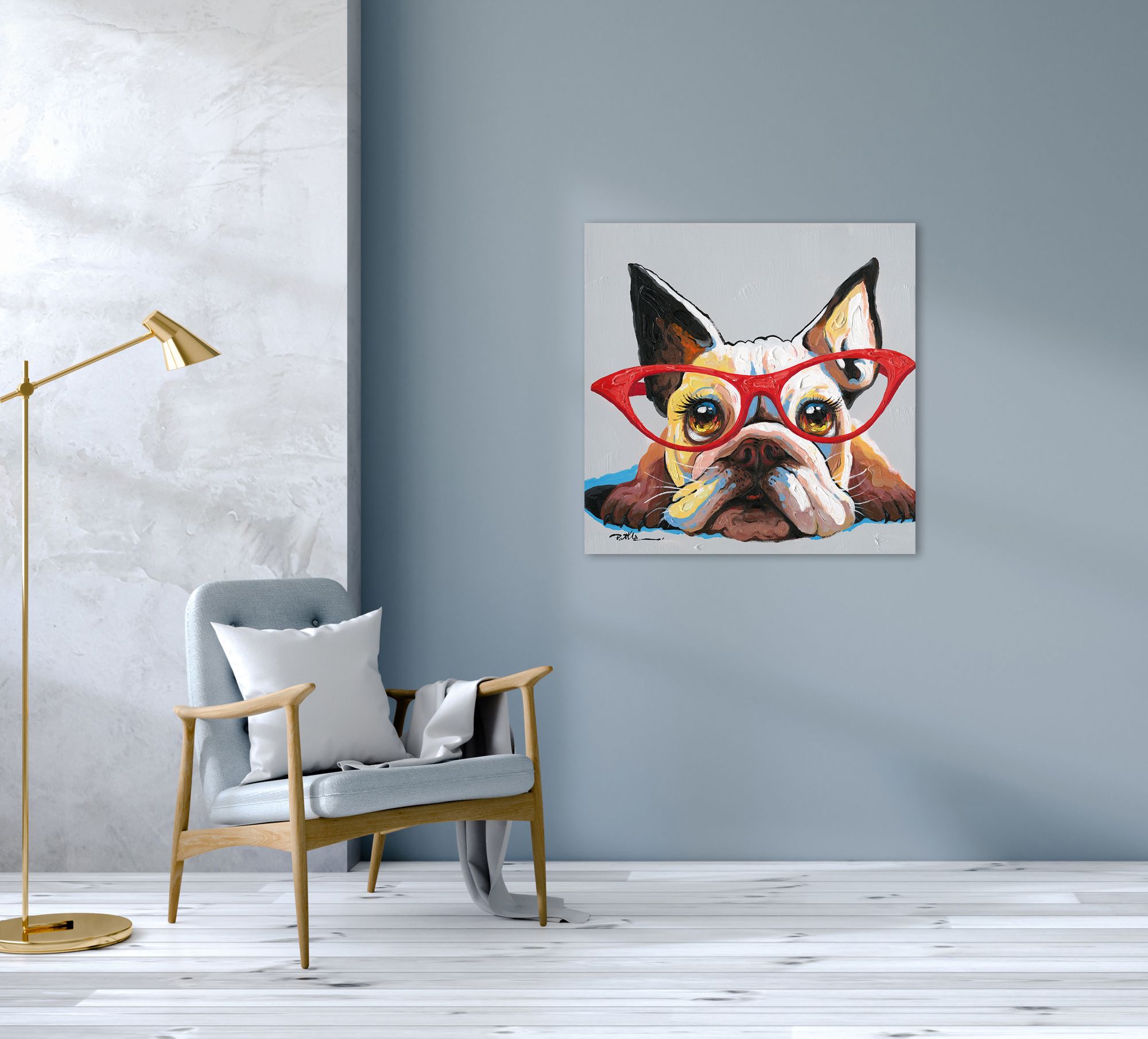 Keilrahmenbild HUND MIT BRILLE