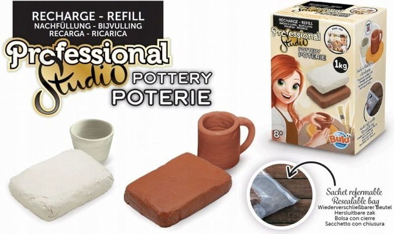Buki - 5431 - Professionele Pottenbakker Studio - Navulverpakking - 500 g Witte Klei en 500 g Bruine Klei