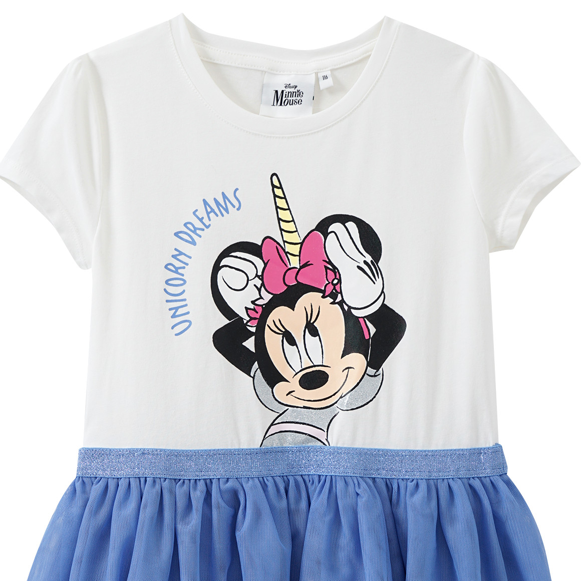 Topolino Minnie Maus Kleid mit Tüllrock weiss / blau
