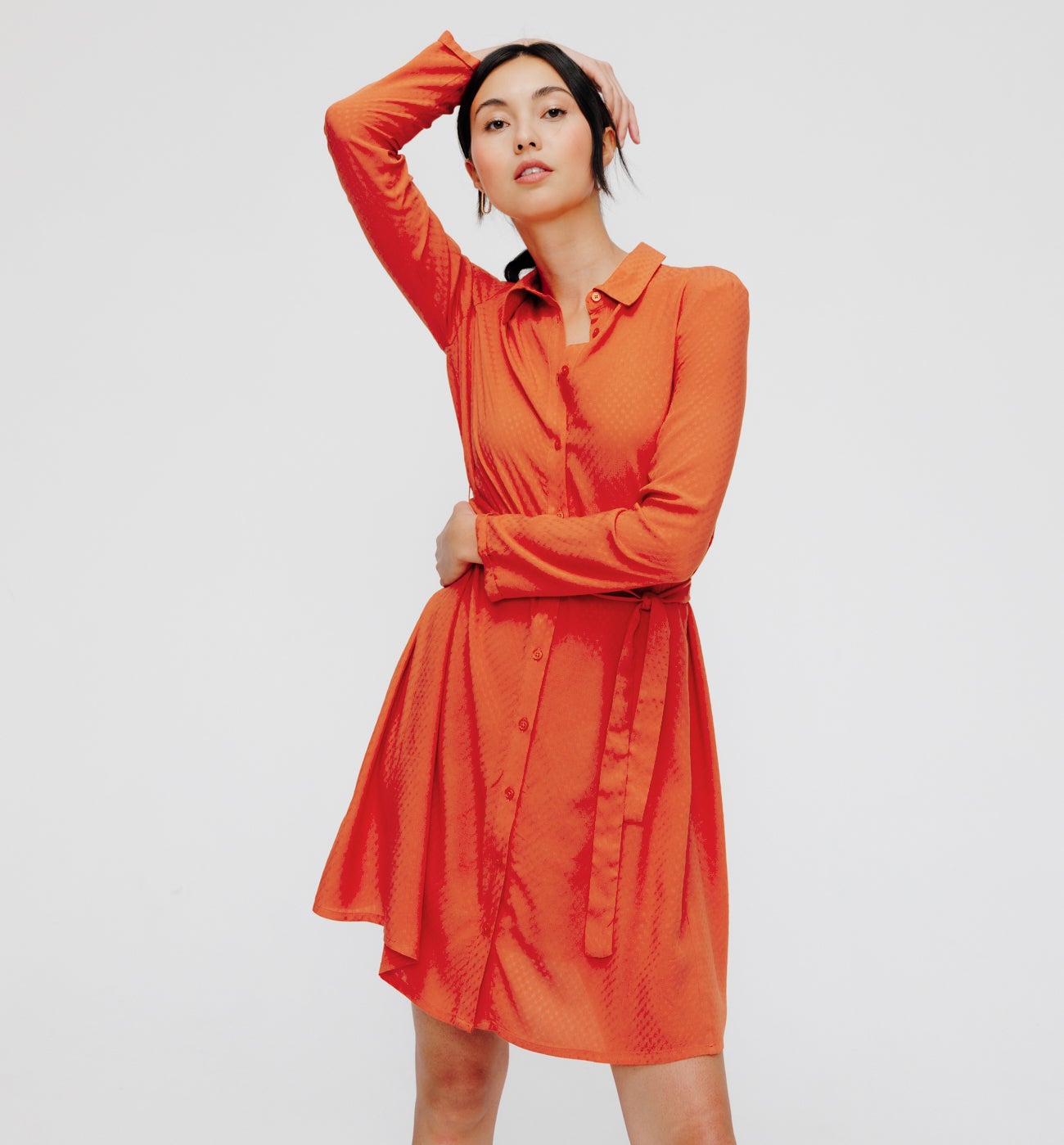 Robe-chemise unie Femme - Brique