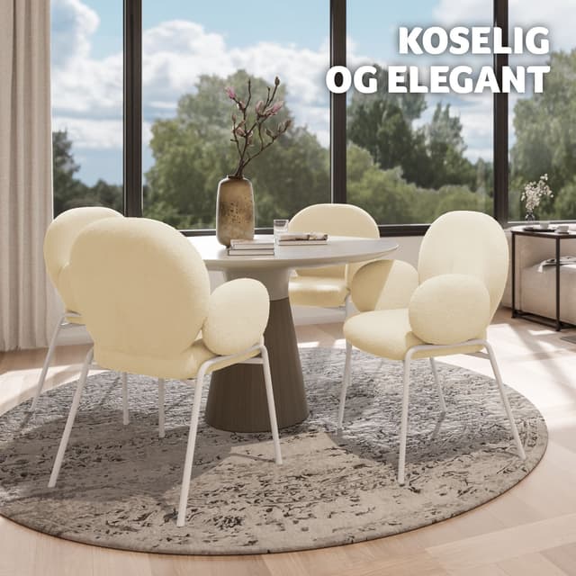 Stol Scandi polstret, Bouclé-stof