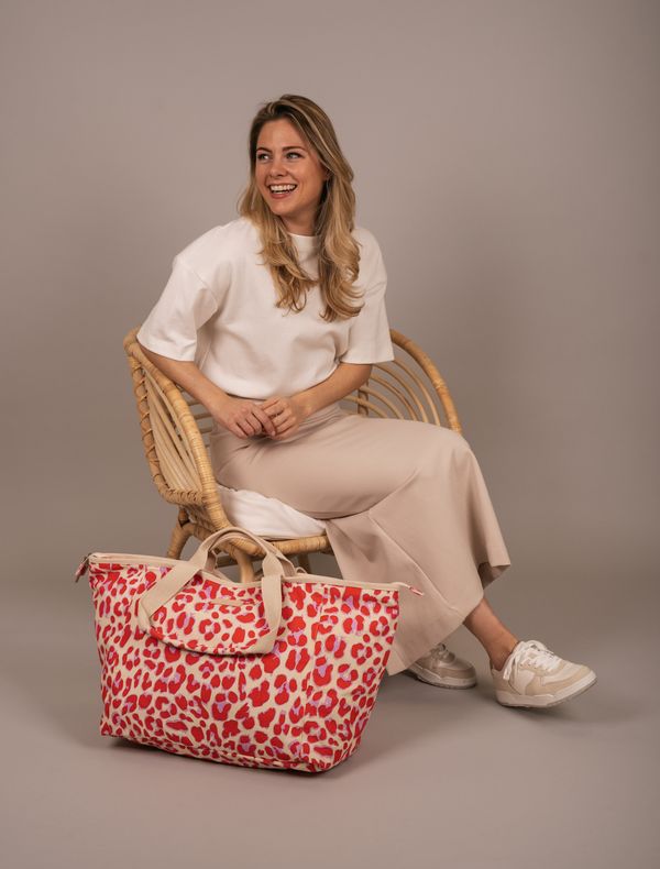 Zebra Richelle Strandtas Luipaardprint Rood
