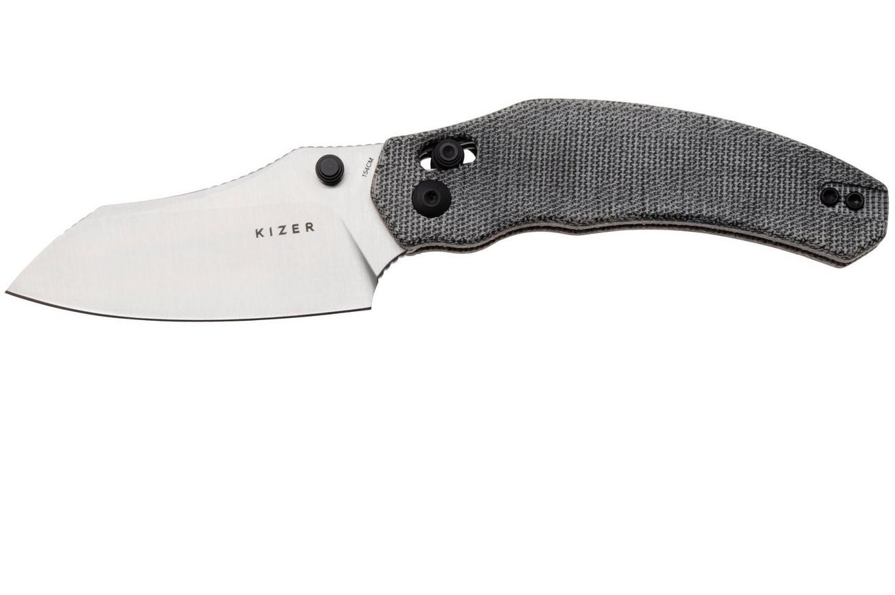 Kizer Vanguard Bulldog V3672C2 Satin 154CM, Grey Micarta, zakmes, O.SHO design