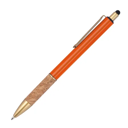 Macma Touchpen Metall-Kugelschreiber mit Korkgriffzone / Farbe: orange