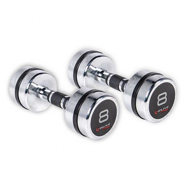 Olive Chromed Dumbbell 2 Units Prateado 7 kg