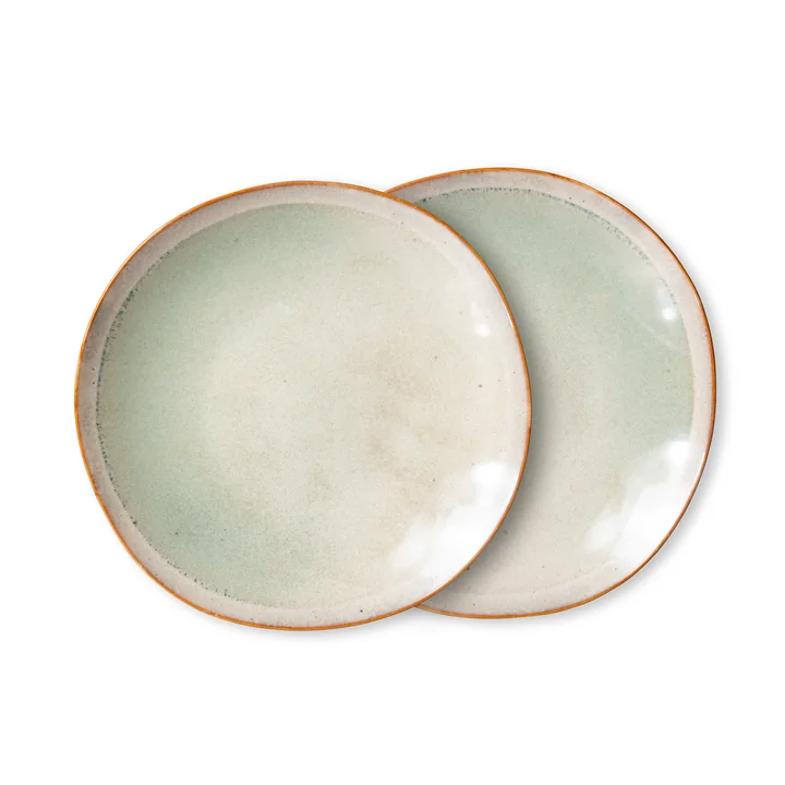 HKliving - 70's Teller, Ø 22 cm, mist (2er-Set)