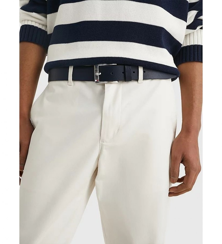 Cinto de couro azul marinho Tommy Hilfiger New Aly