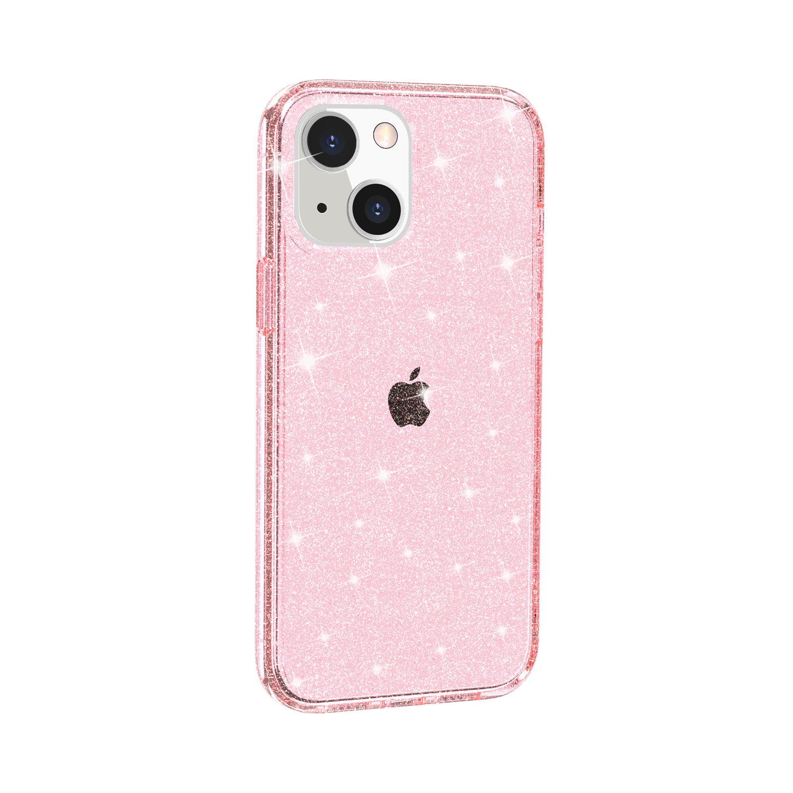 iPhone 13 Hybrid Hardcase Schutzhülle im Glitzer Design - Pink / Transparent