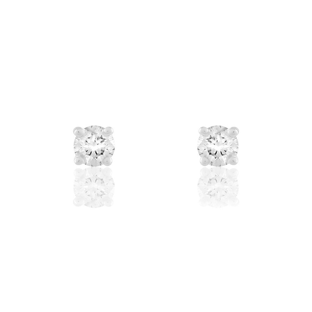 Boucles D'oreilles Puces Victoria Or Blanc Diamant