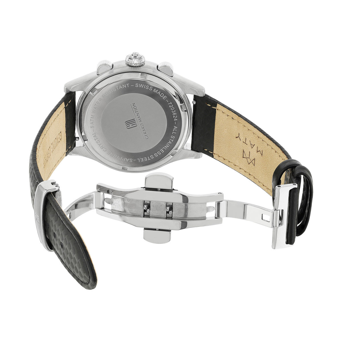Montre MATY GM chronographe cadran taupe bracelet cuir noir