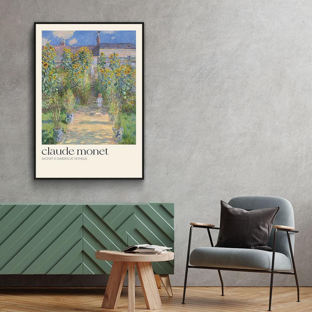 Walljar canvas schilderij - Claude Monet - De Tuin Van Monet In Vétheuil Canvas schilderij - 50 x 70 cm