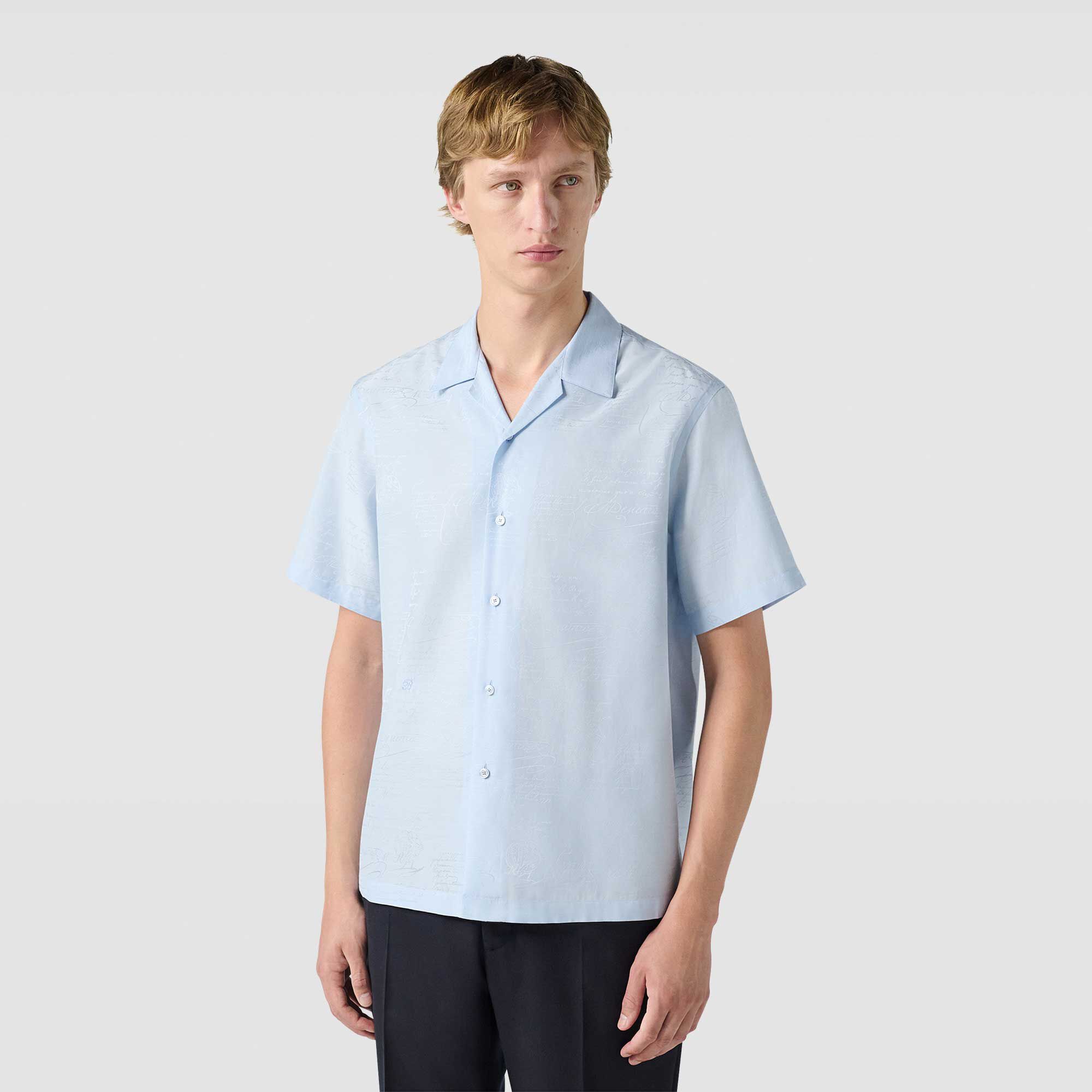 Chemise À Manches Courtes En Coton Et Soie Avec Imprime