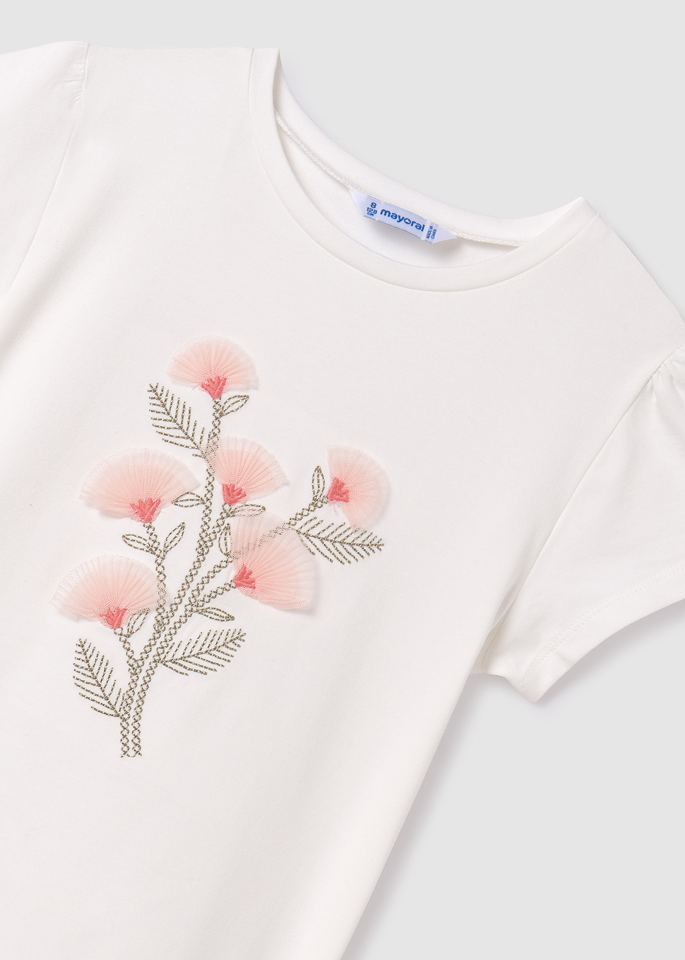 Camiseta floral bordada Quartz para meninas