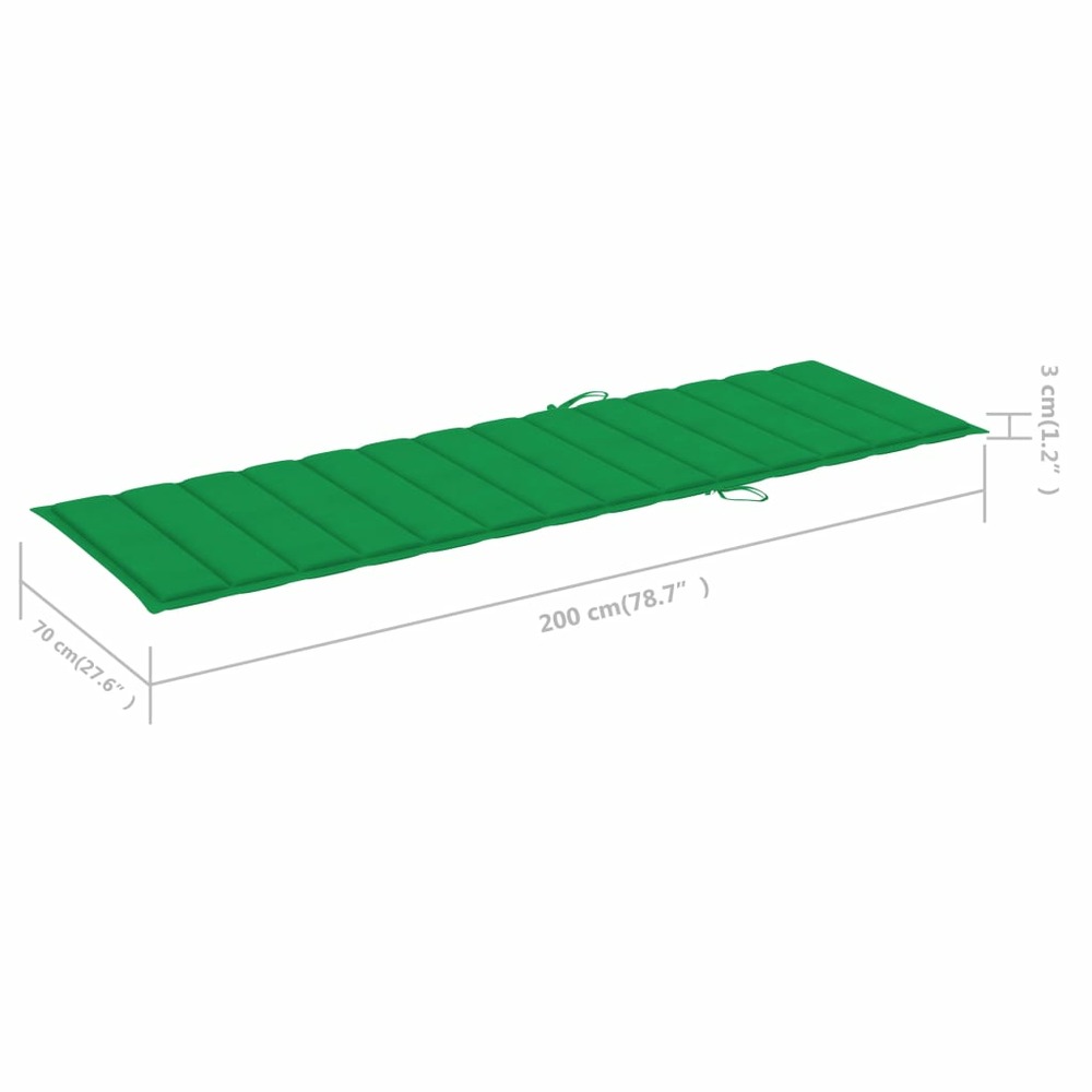 Transat chaise longue bain de soleil lit de jardin terrasse meuble d'extérieur double et coussins vert bois de pin imprégné 0