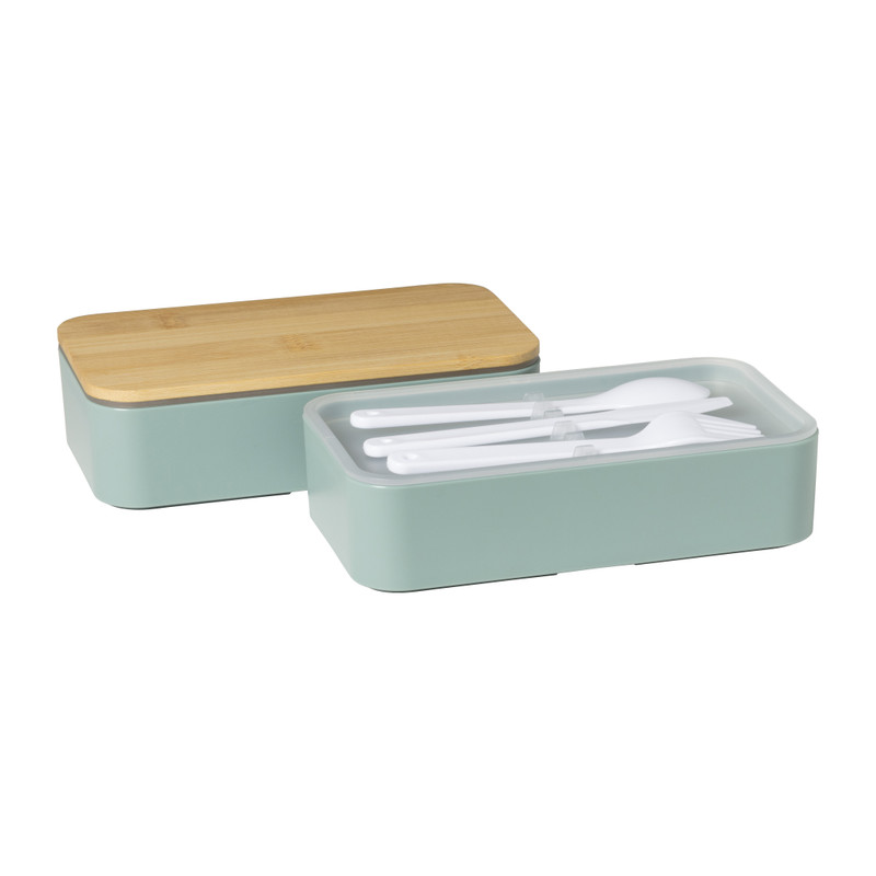 Lunchbox dubbel met bestek - groen - 700 ml