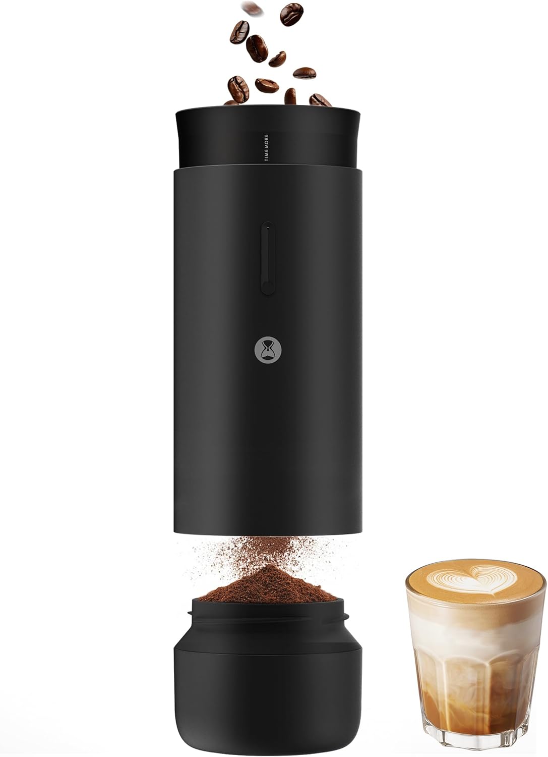 TIMEMORE Elektrische Kaffeemühle Whirly 01S, Tragbares Kegelmahlwerk mit 30 Mahlstufen Espresso/Pour-Over/Pressekanne/Moka Pot, Metallgehäuse, Automatik-Stopp & Verstopfungsschutz für Reise & Haushalt
